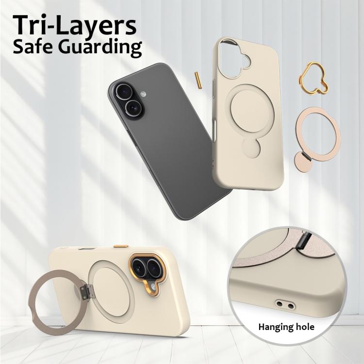 For iPhone 17 Gen1.5 Pivot Ring Holder TPU Hybrid PC Phone Case