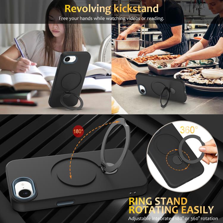 For iPhone 17e / 16e Gen1.5 Pivot Ring Holder TPU Hybrid PC Phone Case