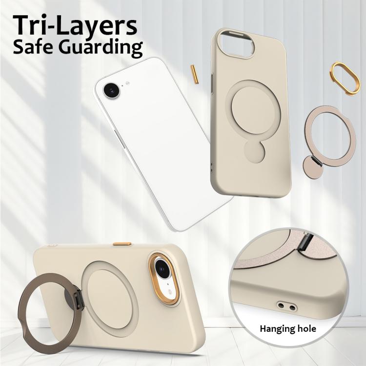 For iPhone 17e / 16e Gen1.5 Pivot Ring Holder TPU Hybrid PC Phone Case