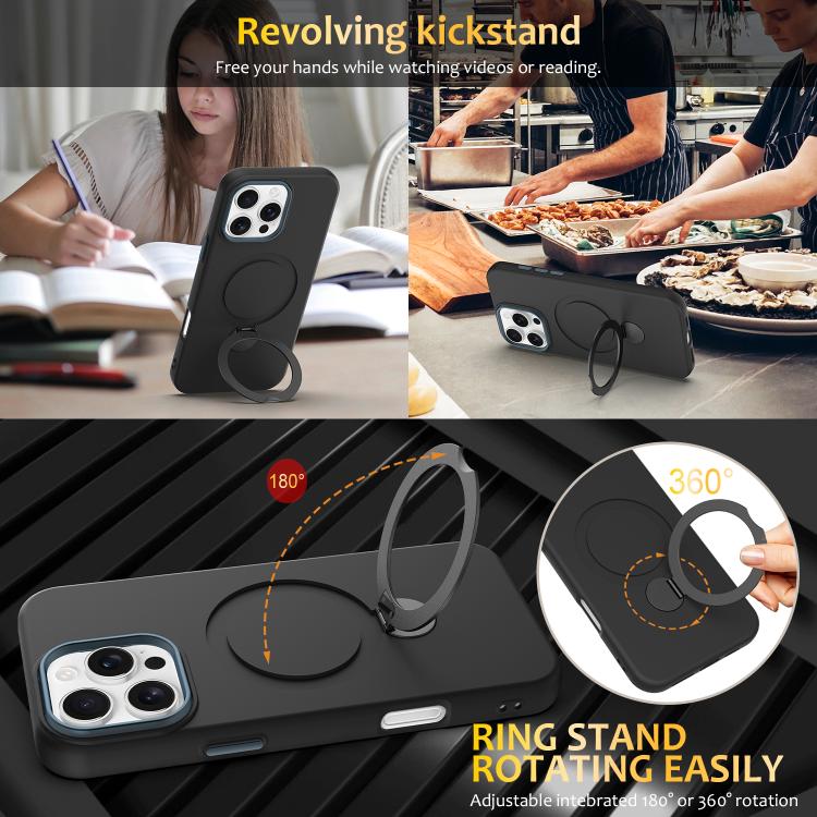 For iPhone 16 Pro Max Gen1.5 Pivot Ring Holder TPU Hybrid PC Phone Case