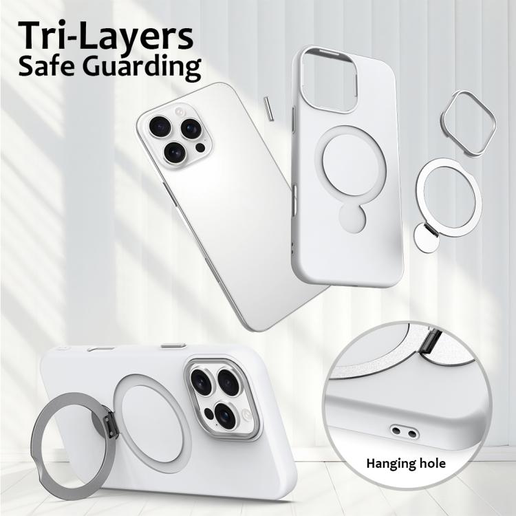 For iPhone 16 Pro Gen1.5 Pivot Ring Holder TPU Hybrid PC Phone Case
