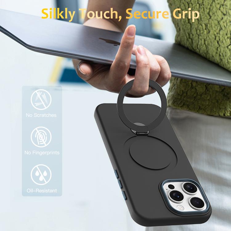 For iPhone 16 Pro Gen1.5 Pivot Ring Holder TPU Hybrid PC Phone Case