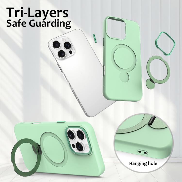 For iPhone 16 Pro Gen1.5 Pivot Ring Holder TPU Hybrid PC Phone Case