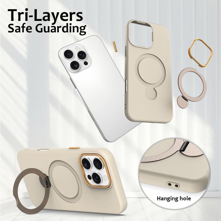 For iPhone 16 Pro Gen1.5 Pivot Ring Holder TPU Hybrid PC Phone Case