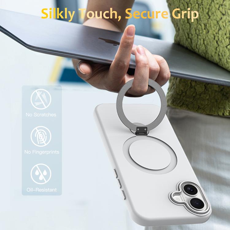 For iPhone 16 Plus Gen1.5 Pivot Ring Holder TPU Hybrid PC Phone Case