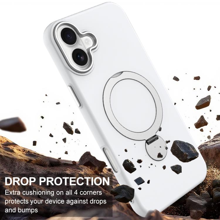 For iPhone 16 Plus Gen1.5 Pivot Ring Holder TPU Hybrid PC Phone Case