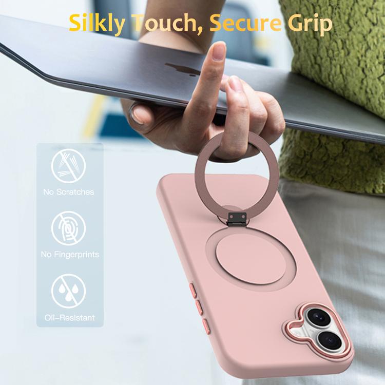 For iPhone 16 Plus Gen1.5 Pivot Ring Holder TPU Hybrid PC Phone Case