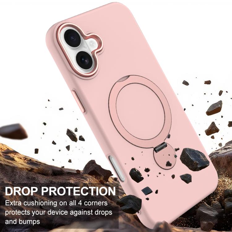 For iPhone 16 Plus Gen1.5 Pivot Ring Holder TPU Hybrid PC Phone Case