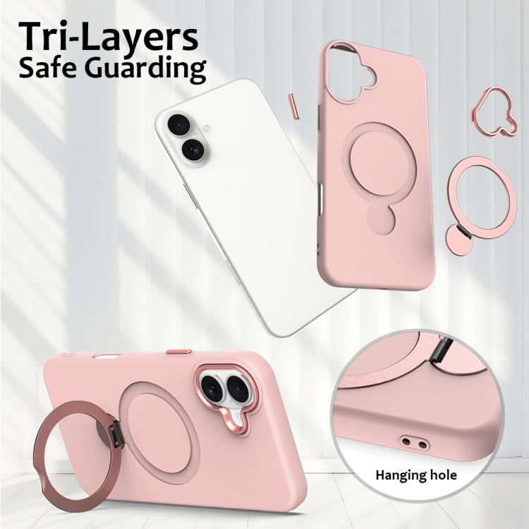 For iPhone 16 Plus Gen1.5 Pivot Ring Holder TPU Hybrid PC Phone Case