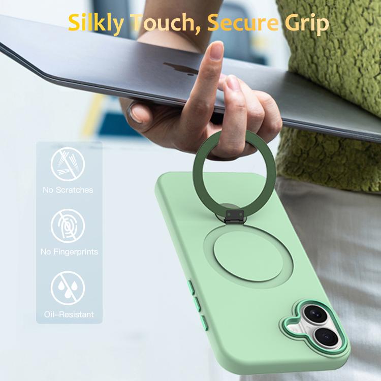 For iPhone 16 Plus Gen1.5 Pivot Ring Holder TPU Hybrid PC Phone Case