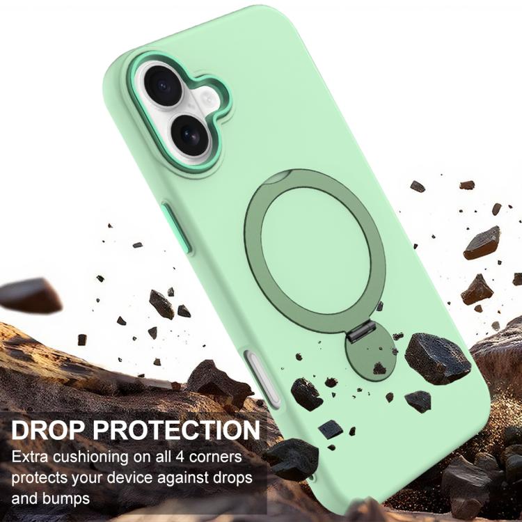 For iPhone 16 Plus Gen1.5 Pivot Ring Holder TPU Hybrid PC Phone Case