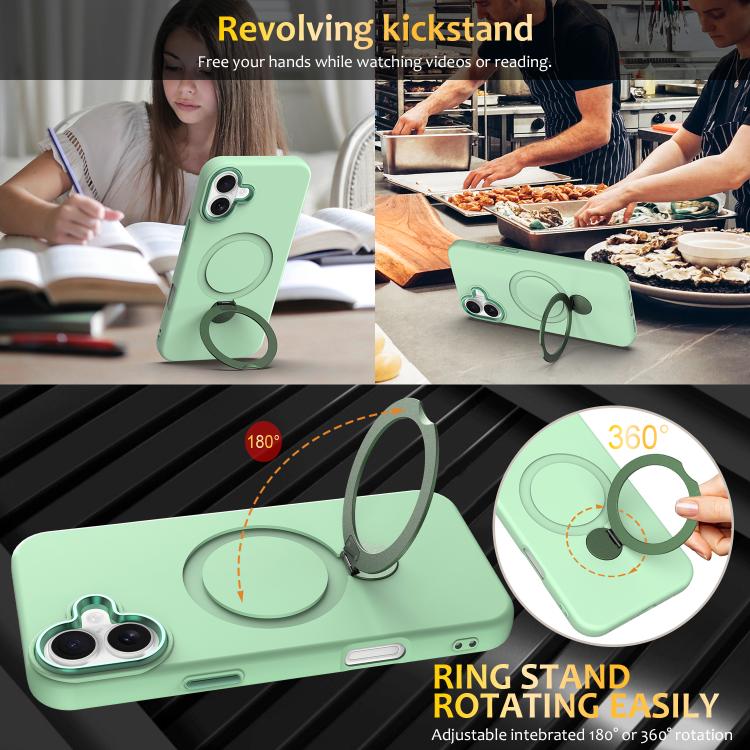 For iPhone 16 Plus Gen1.5 Pivot Ring Holder TPU Hybrid PC Phone Case