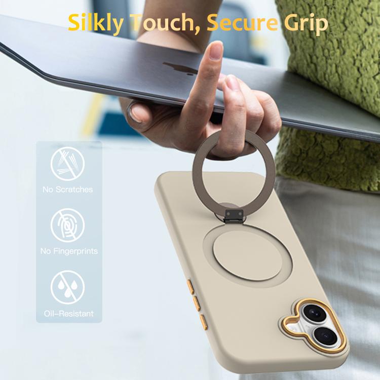 For iPhone 16 Plus Gen1.5 Pivot Ring Holder TPU Hybrid PC Phone Case