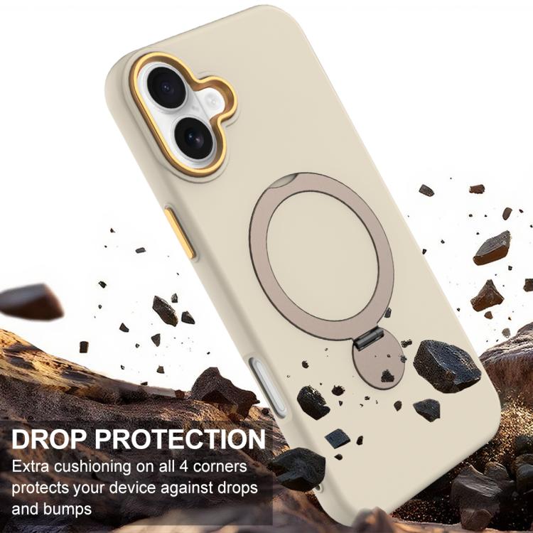 For iPhone 16 Plus Gen1.5 Pivot Ring Holder TPU Hybrid PC Phone Case