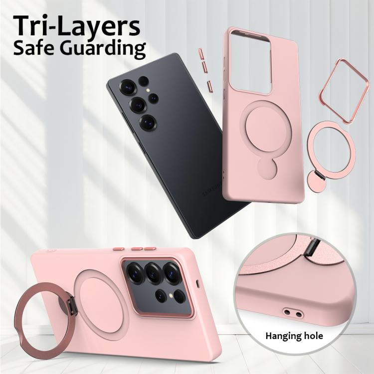 For Samsung Galaxy S25 Ultra 5G Gen1.5 Pivot Ring Holder TPU Hybrid PC Phone Case