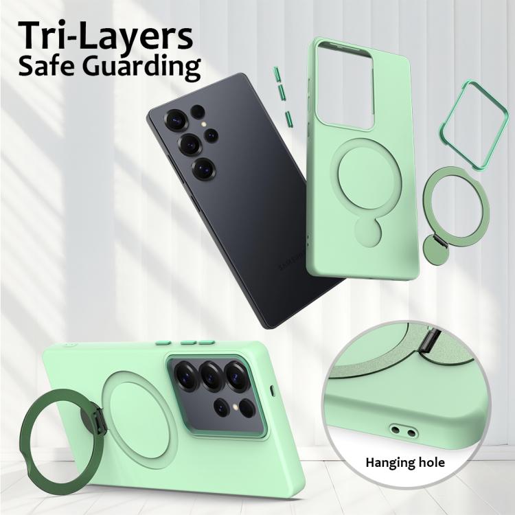 For Samsung Galaxy S25 Ultra 5G Gen1.5 Pivot Ring Holder TPU Hybrid PC Phone Case