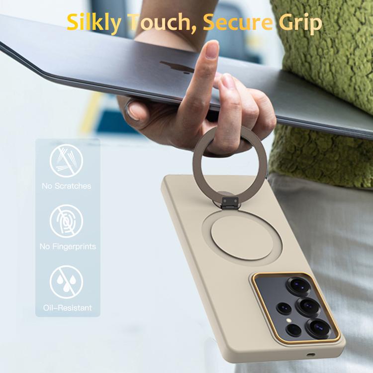 For Samsung Galaxy S25 Ultra 5G Gen1.5 Pivot Ring Holder TPU Hybrid PC Phone Case