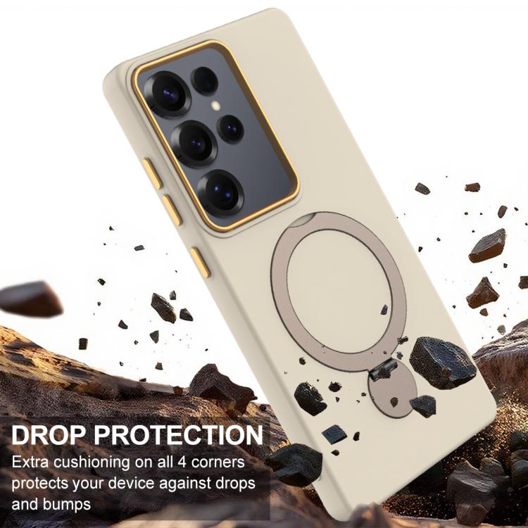 For Samsung Galaxy S25 Ultra 5G Gen1.5 Pivot Ring Holder TPU Hybrid PC Phone Case