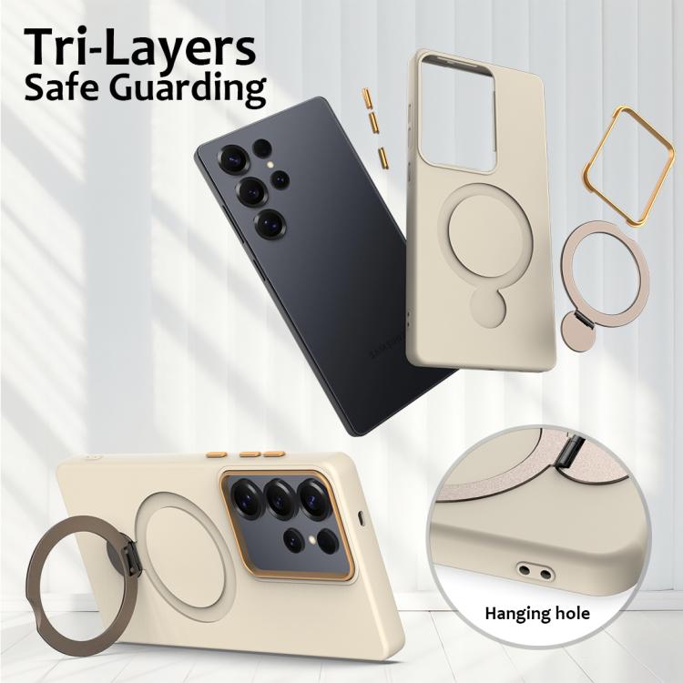 For Samsung Galaxy S25 Ultra 5G Gen1.5 Pivot Ring Holder TPU Hybrid PC Phone Case