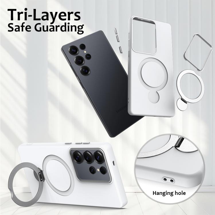 For Samsung Galaxy S24 Ultra 5G Gen1.5 Pivot Ring Holder TPU Hybrid PC Phone Case