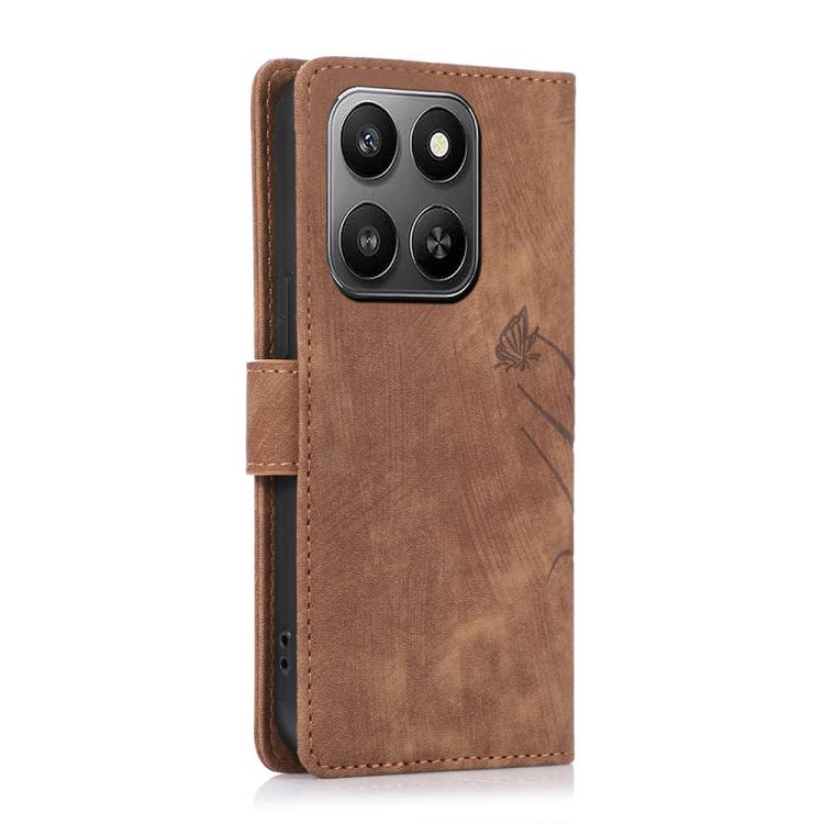 For Honor 400 Smart 4G / 5G Orchid Butterfly Embossed Leather Phone Case