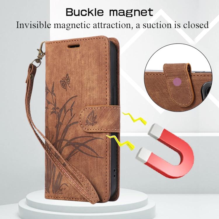 For Honor 400 Smart 4G / 5G Orchid Butterfly Embossed Leather Phone Case