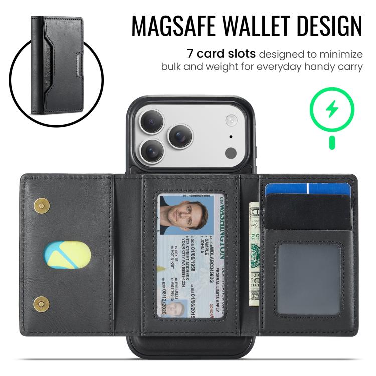 For iPhone 17 Pro Max MAGKING K4 Series MagSafe RFID Tri-fold Card Bag Detachable Phone Case