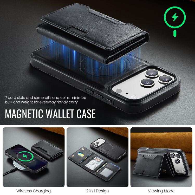 For iPhone 17 Pro Max MAGKING K4 Series MagSafe RFID Tri-fold Card Bag Detachable Phone Case
