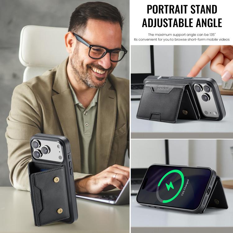 For iPhone 17 Pro Max MAGKING K4 Series MagSafe RFID Tri-fold Card Bag Detachable Phone Case