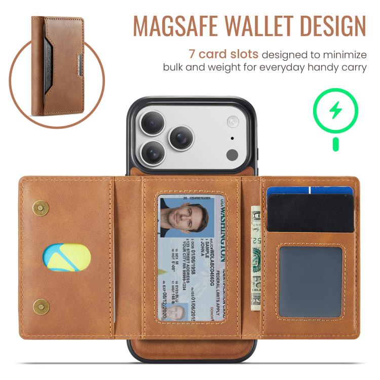 For iPhone 17 Pro Max MAGKING K4 Series MagSafe RFID Tri-fold Card Bag Detachable Phone Case