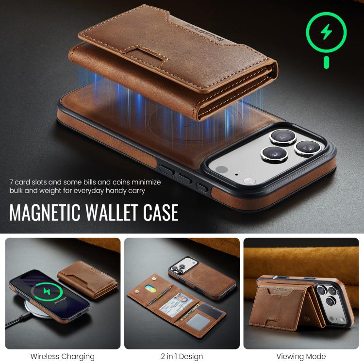 For iPhone 17 Pro Max MAGKING K4 Series MagSafe RFID Tri-fold Card Bag Detachable Phone Case