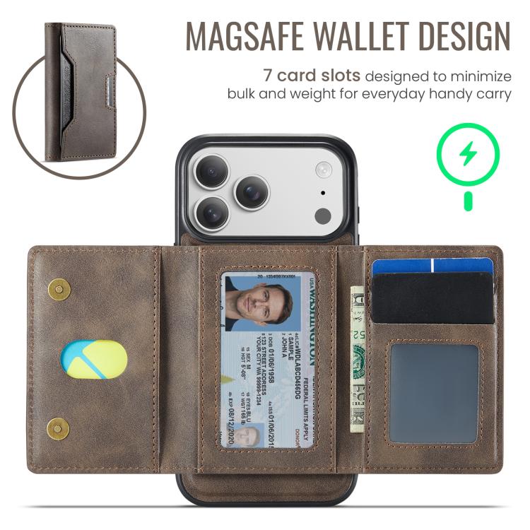 For iPhone 17 Pro Max MAGKING K4 Series MagSafe RFID Tri-fold Card Bag Detachable Phone Case