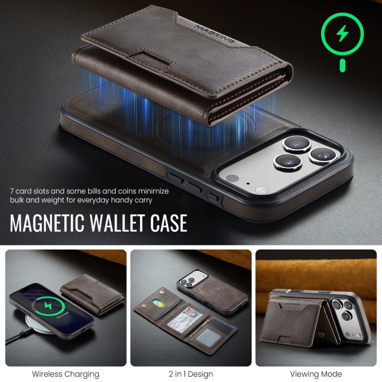 For iPhone 17 Pro Max MAGKING K4 Series MagSafe RFID Tri-fold Card Bag Detachable Phone Case