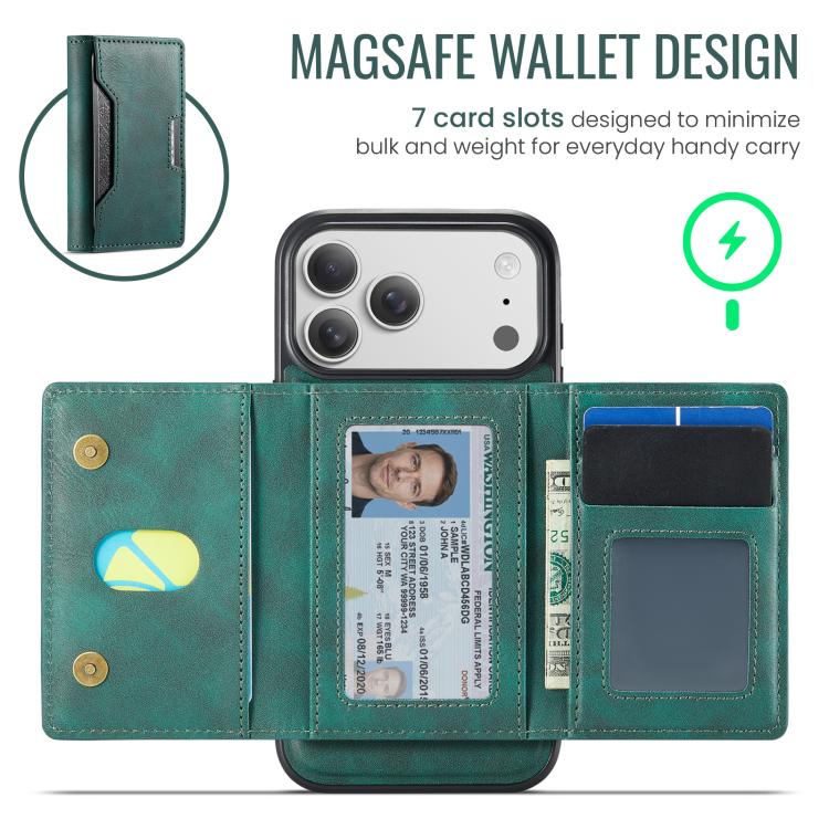 For iPhone 17 Pro Max MAGKING K4 Series MagSafe RFID Tri-fold Card Bag Detachable Phone Case