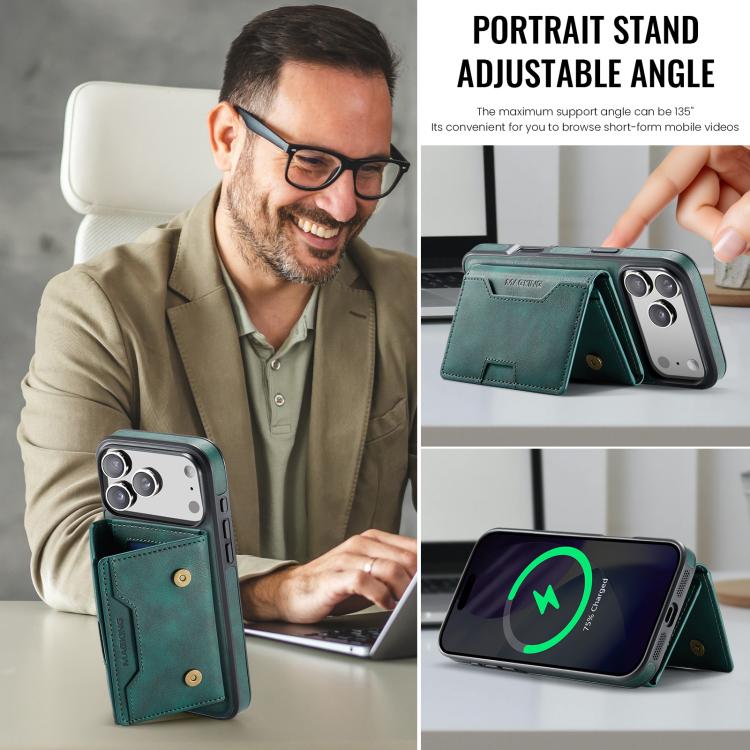 For iPhone 17 Pro Max MAGKING K4 Series MagSafe RFID Tri-fold Card Bag Detachable Phone Case