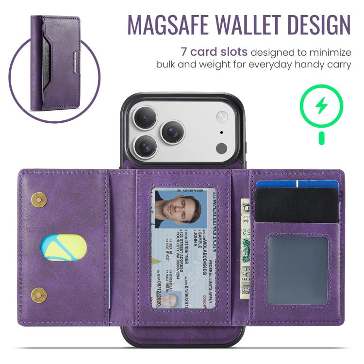 For iPhone 17 Pro Max MAGKING K4 Series MagSafe RFID Tri-fold Card Bag Detachable Phone Case