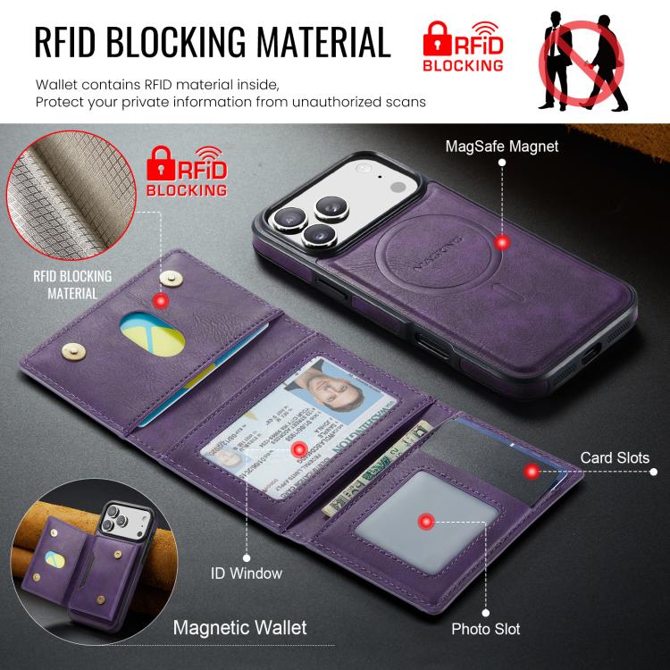 For iPhone 17 Pro Max MAGKING K4 Series MagSafe RFID Tri-fold Card Bag Detachable Phone Case