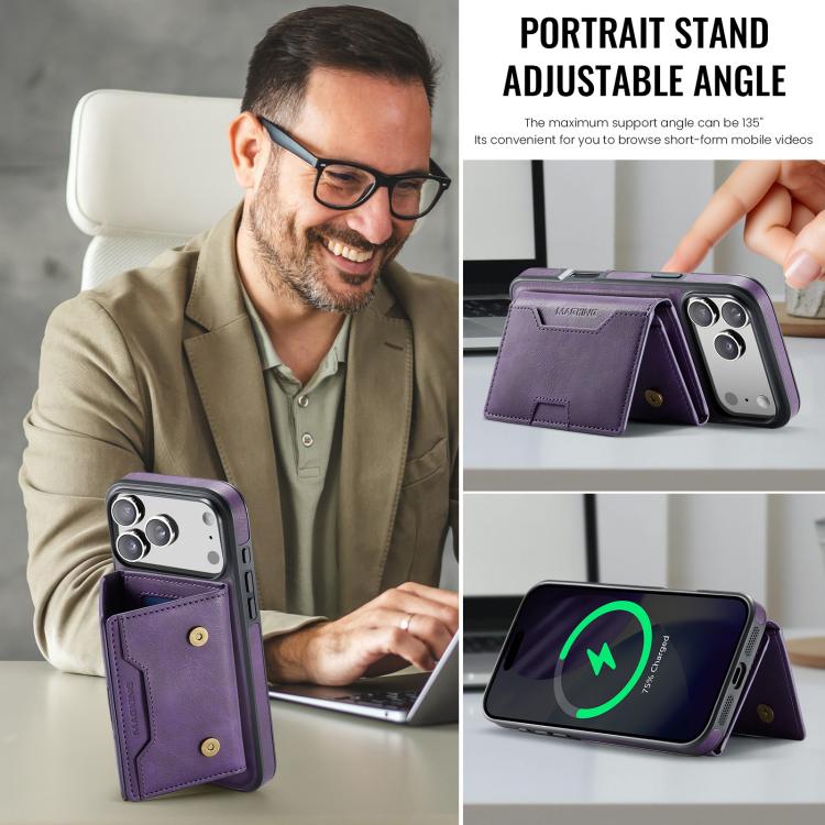 For iPhone 17 Pro Max MAGKING K4 Series MagSafe RFID Tri-fold Card Bag Detachable Phone Case