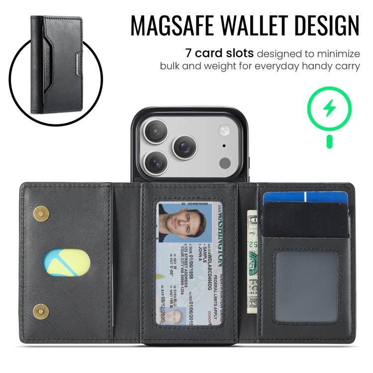 For iPhone 17 Pro MAGKING K4 Series MagSafe RFID Tri-fold Card Bag Detachable Phone Case
