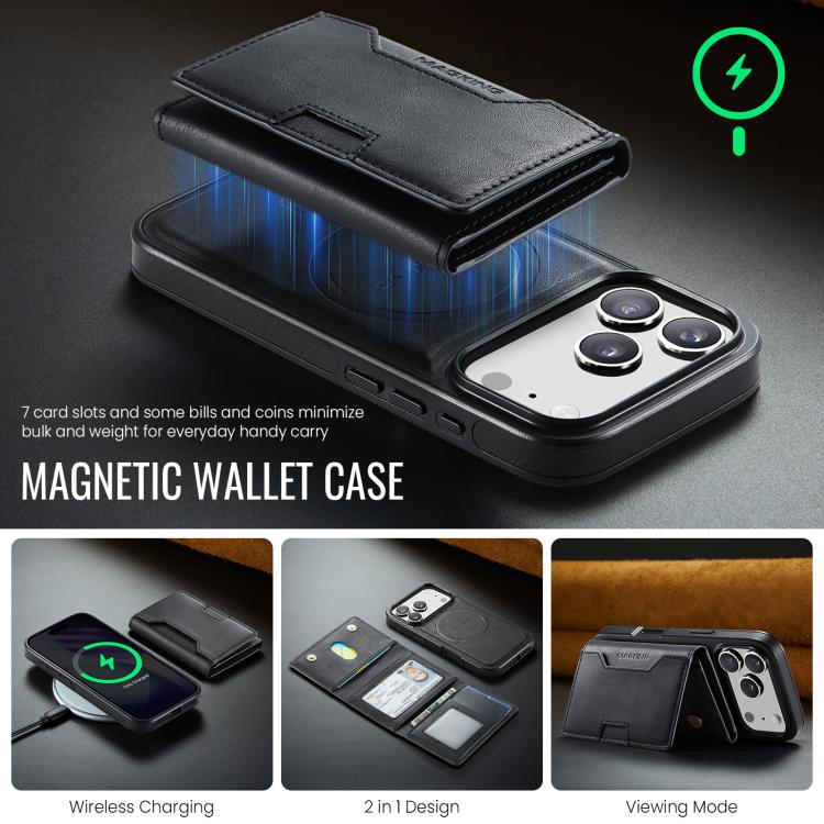 For iPhone 17 Pro MAGKING K4 Series MagSafe RFID Tri-fold Card Bag Detachable Phone Case