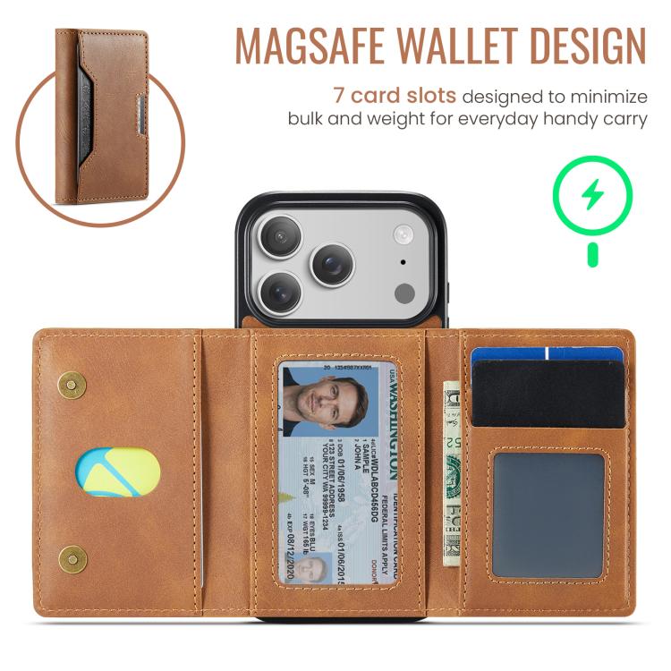 For iPhone 17 Pro MAGKING K4 Series MagSafe RFID Tri-fold Card Bag Detachable Phone Case