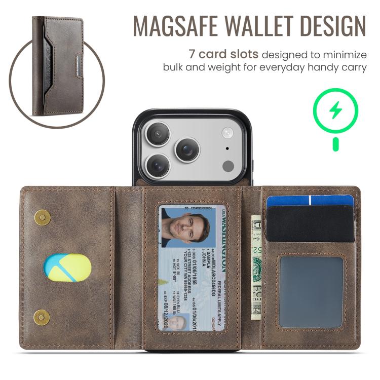 For iPhone 17 Pro MAGKING K4 Series MagSafe RFID Tri-fold Card Bag Detachable Phone Case
