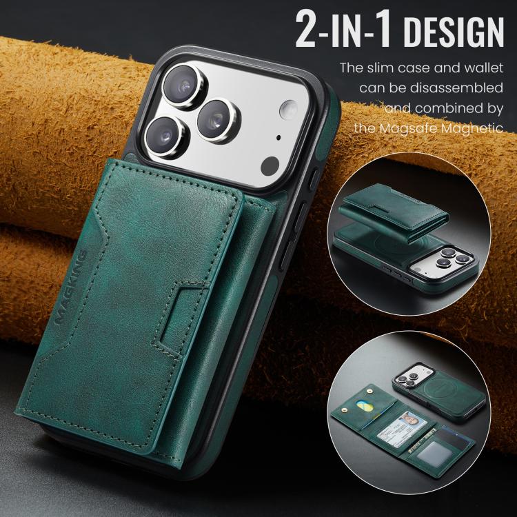 For iPhone 17 Pro MAGKING K4 Series MagSafe RFID Tri-fold Card Bag Detachable Phone Case