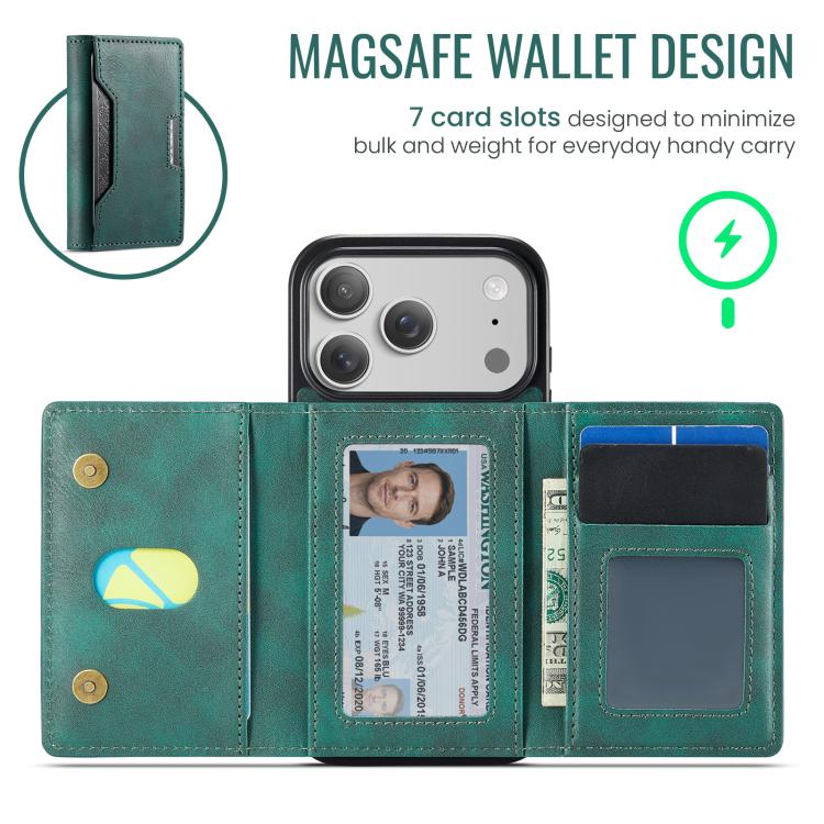 For iPhone 17 Pro MAGKING K4 Series MagSafe RFID Tri-fold Card Bag Detachable Phone Case