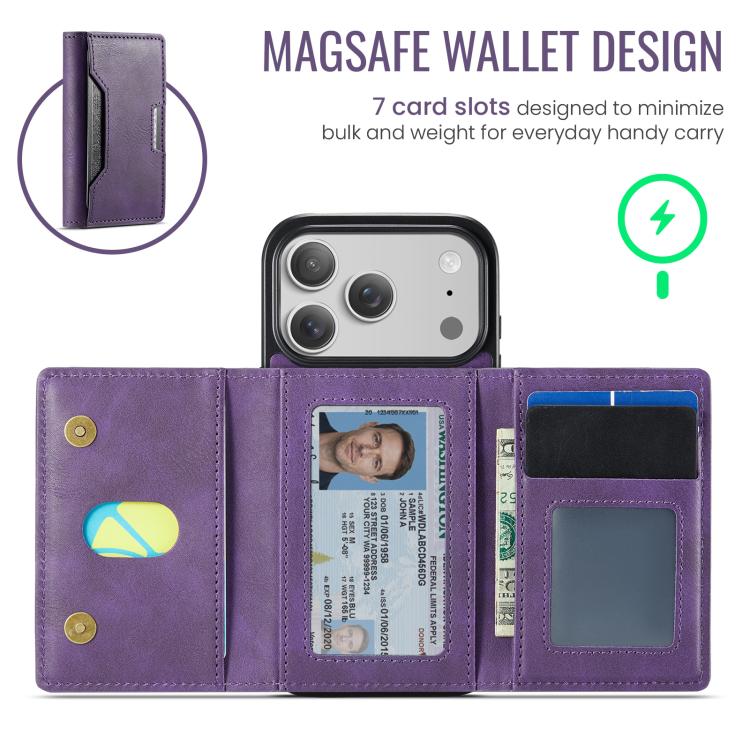 For iPhone 17 Pro MAGKING K4 Series MagSafe RFID Tri-fold Card Bag Detachable Phone Case