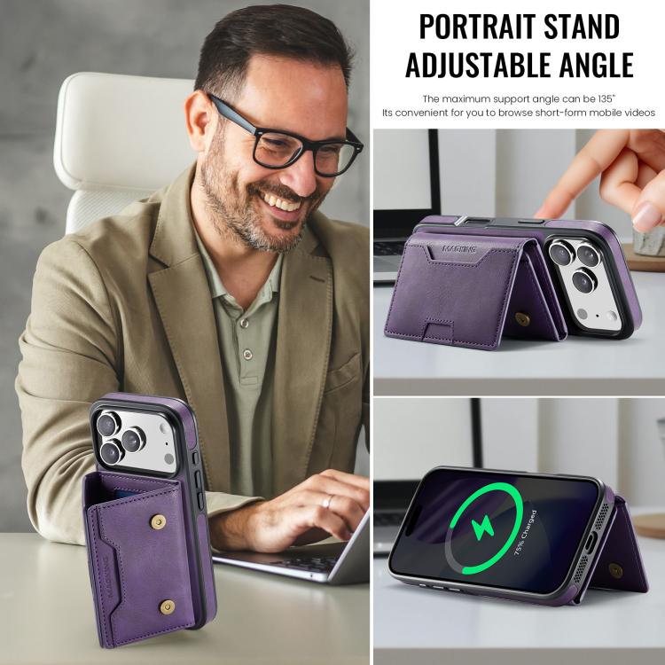 For iPhone 17 Pro MAGKING K4 Series MagSafe RFID Tri-fold Card Bag Detachable Phone Case