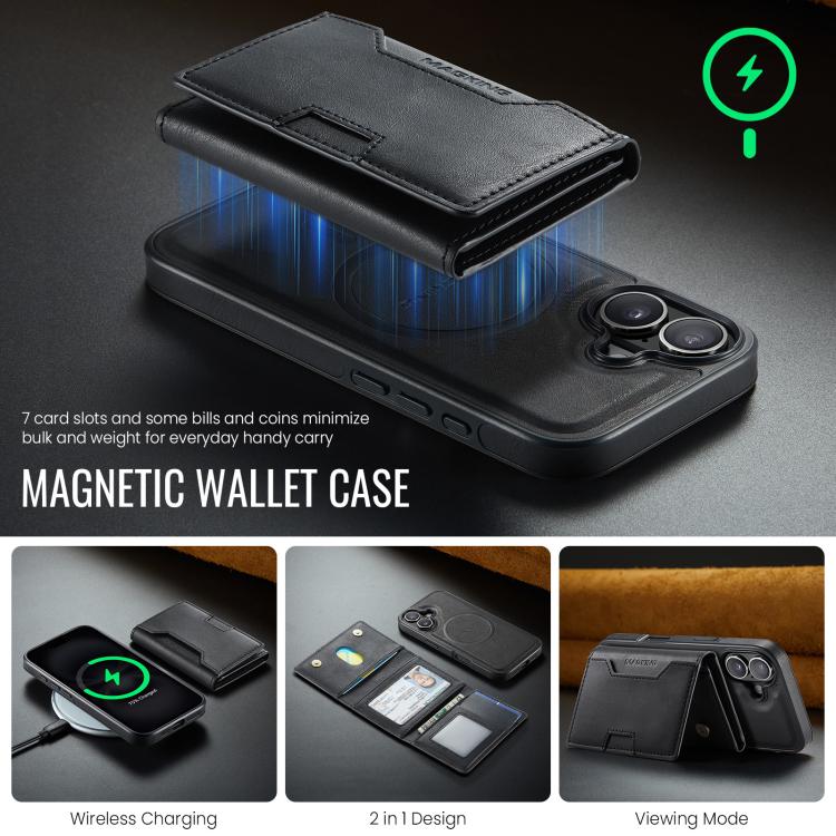 For iPhone 17 MAGKING K4 Series MagSafe RFID Tri-fold Card Bag Detachable Phone Case