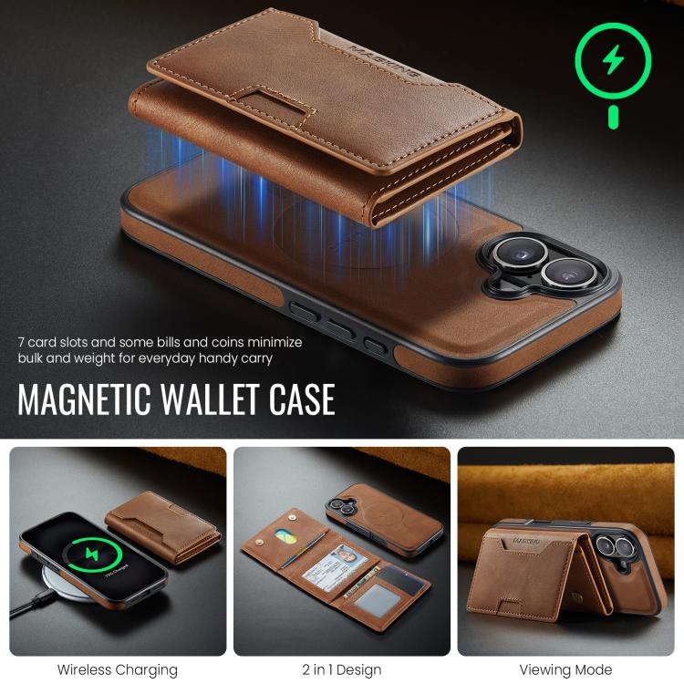 For iPhone 17 MAGKING K4 Series MagSafe RFID Tri-fold Card Bag Detachable Phone Case