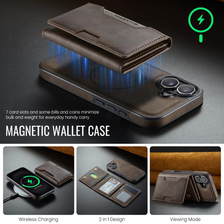 For iPhone 17 MAGKING K4 Series MagSafe RFID Tri-fold Card Bag Detachable Phone Case