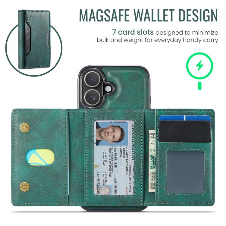 For iPhone 17 MAGKING K4 Series MagSafe RFID Tri-fold Card Bag Detachable Phone Case